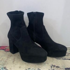Black Chunky Heeled Ankle Boots